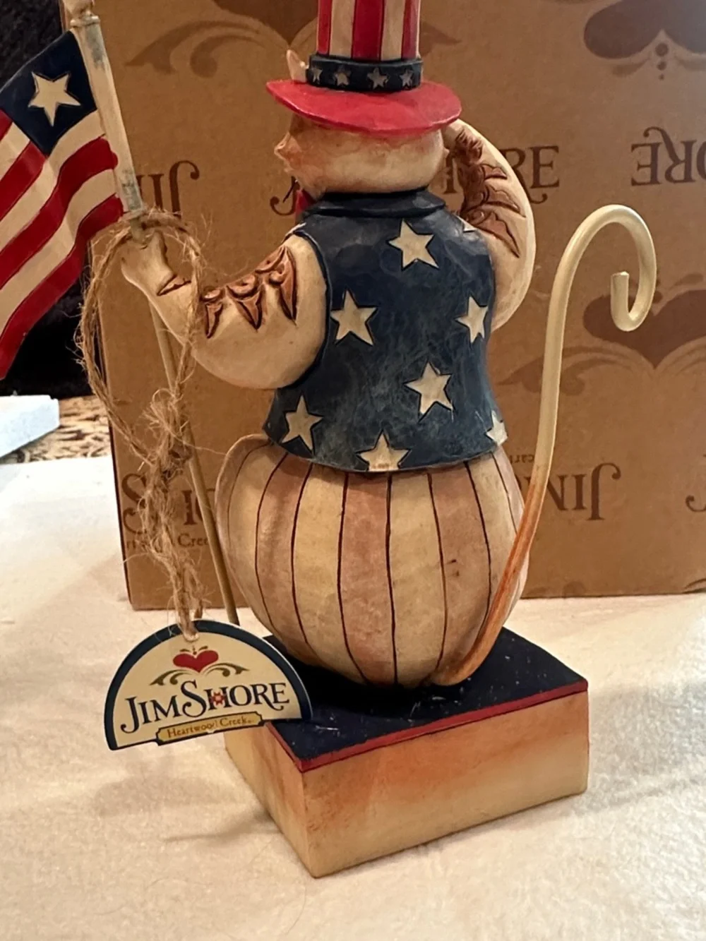 Jim Shore Stars and Stripes Salute Blue, Red & Cream Patriotic Cat Figurine - Picture 4 of 4